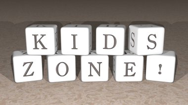 Parlak Çocuk Bölgesi! Üst perspektiften gelen kübik harflerle inşa edilmiş, çocuklar ve arkaplan için 3B resimleme konsept sunumu için mükemmel