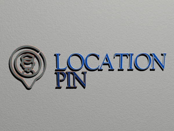 Standort Pin Symbol Und Text Der Wand Illustration Für Karte — Stockfoto