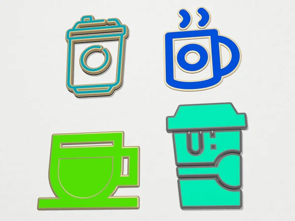 Coffee Cup Icons Set Illustration — Stock Photo, Image