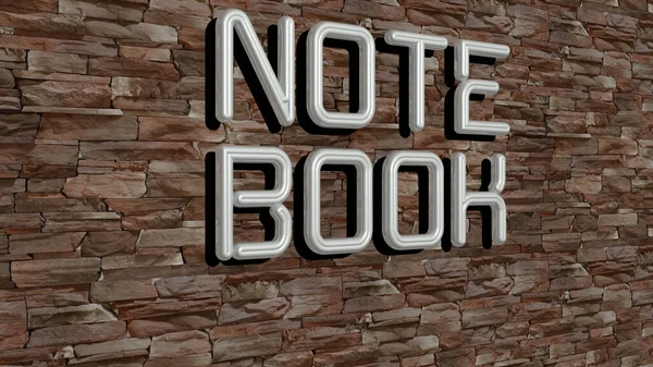 note book text on textured wall, 3D illustration for business and background