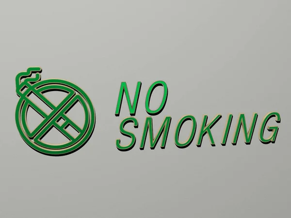 Немає Значка Куріння Тексту Стіні Ілюстрація Фону Сигарети — стокове фото