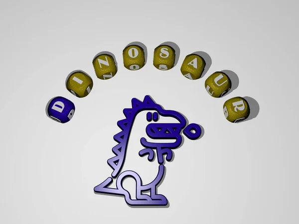 Ikona Dinosaur Obklopená Textem Jednotlivých Písmen Ilustrace Pro Zvíře Pozadí — Stock fotografie