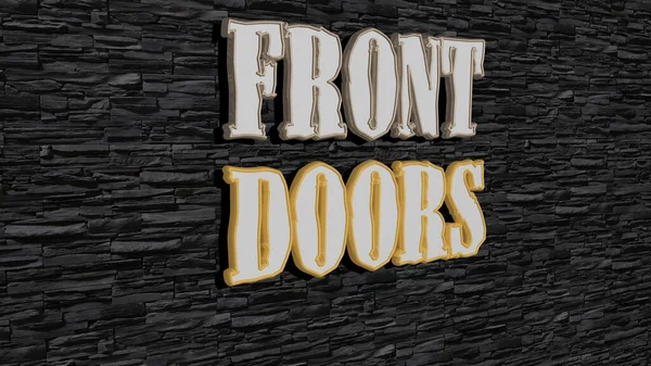 Front Doors Text Texturované Stěně Ilustrace Pro Pozadí Pohled — Stock fotografie