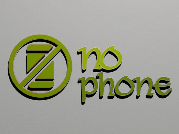 Kein Telefon Symbol Und Text Der Wand Illustration Für Mobiltelefone — Stockfoto