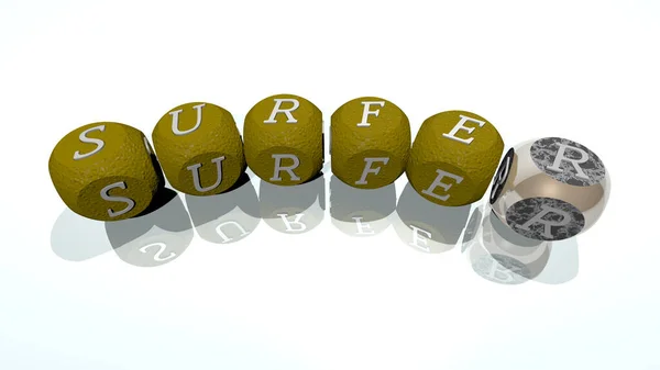 Crucigramas Surfista Dispuestos Por Letras Cúbicas Piso Espejo Significado Concepto — Foto de Stock