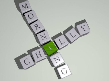 Güz Kışları: Kübik zar harfleriyle ÇOCUK Sabah Bulmacası, arka plan ve soğuk için 3D çizim