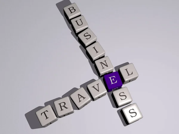 Кроссворд Travel Business Помощью Кубических Букв Иллюстрация Фона Города — стоковое фото