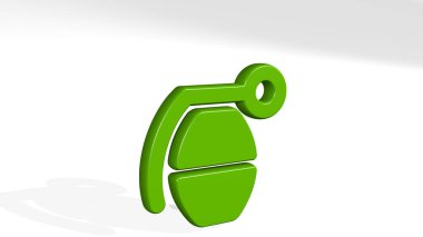 Bomba el bombası 3D ikonu döküm gölgesi, arkaplan ve patlama için 3D illüstrasyon