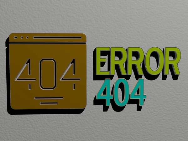 Representation Error 404 Icon Wall Text Arranged Metallic Cubic Letters — Stock Photo, Image