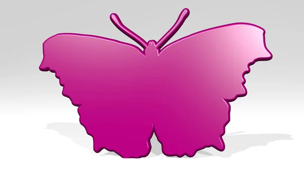 Butterfly Icono Fundición Sombra Ilustración Para Fondo Hermoso — Foto de Stock
