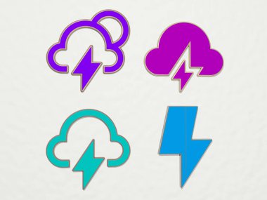 ışık sürgüsü 4 simge seti, 3B illüstrasyon