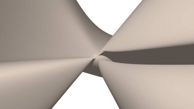 Beyaz soyut bir zemin üzerinde şeftali kabarık renginin geometrik şeklinin tasarım ve meyve için doğrudan ışık yansıması olan kıvrımlı ve parlak bir yüzey olarak gösterimi