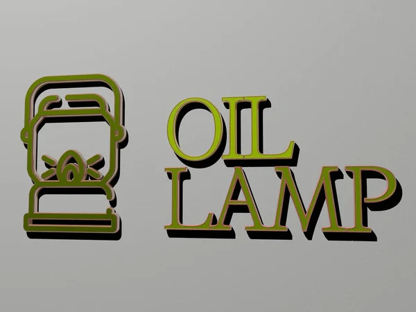 Oil Lamp Icon Und Text Der Wand Illustration Für Hintergrund — Stockfoto