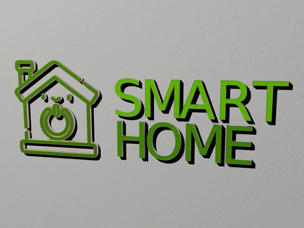 Smart Home Icon Und Text Der Wand Illustration Für Telefon — Stockfoto