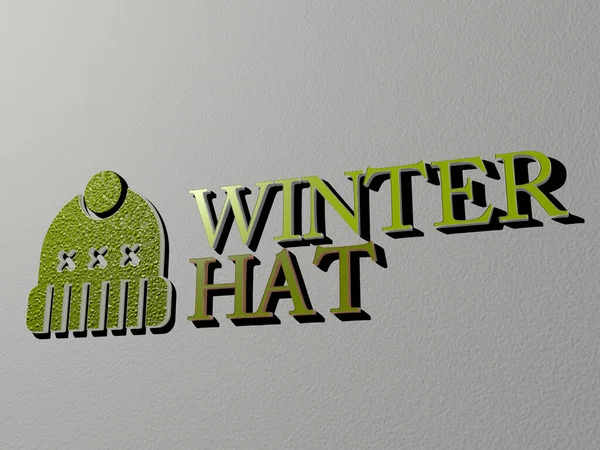 Icono Sombrero Invierno Texto Pared Ilustración Para Fondo Navidad — Foto de Stock