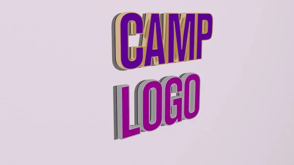 Camp Logo Texto Pared Ilustración Para Aventura Camping —  Fotos de Stock