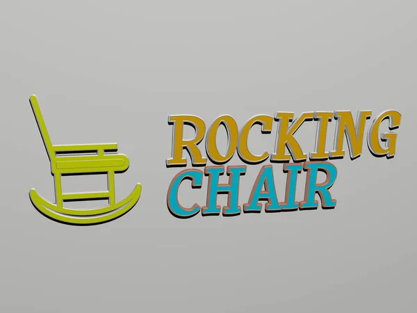 Grafický Snímek Rocking Chair Svisle Spolu Textem Sestaveným Kovovými Krychlovými — Stock fotografie