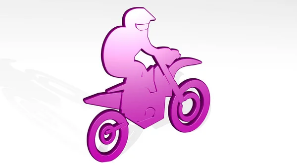 Motorbike Rider Иконка Отбрасывает Тень Иллюстрация Мотоцикла Байкера — стоковое фото