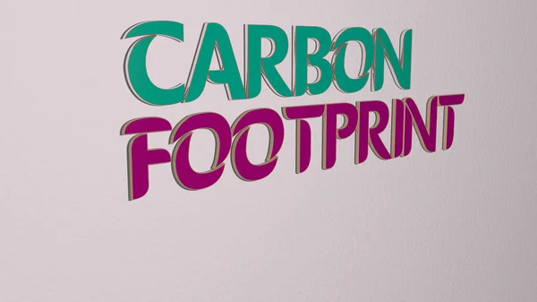 Carbon Footprint Text Wall Illustration Background Black — стоковое фото