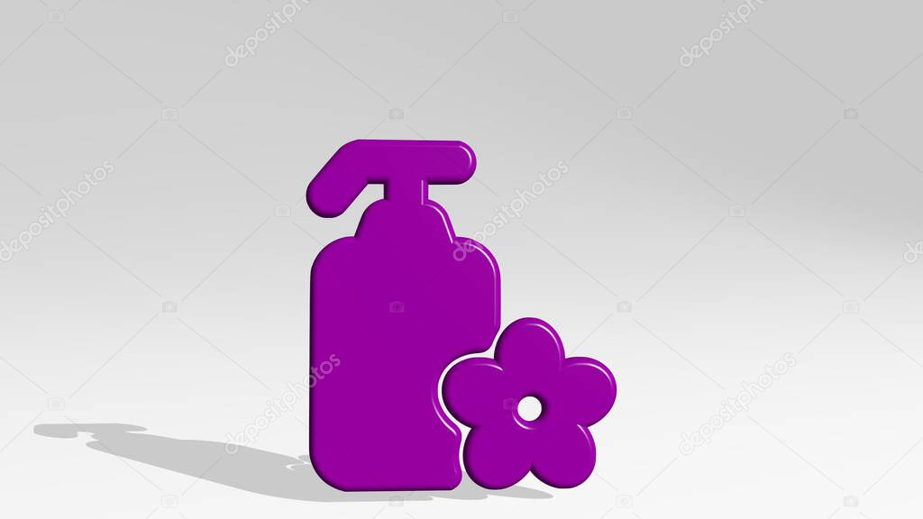 SPA SOAP 3D icon casting shadow, 3D illustration for beauty and care