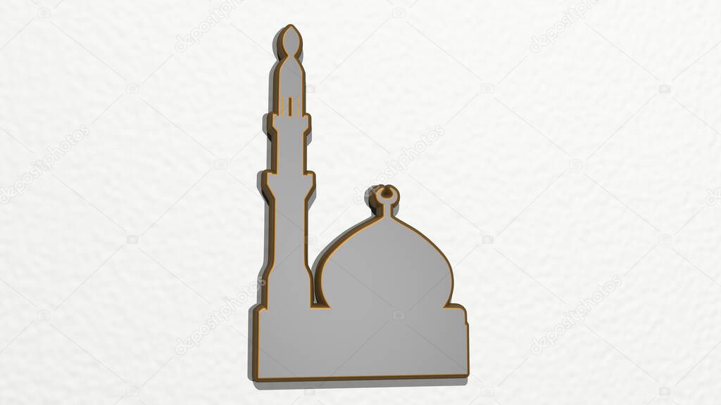 MOSQUE 3D drawing icon, 3D illustration for architecture and building