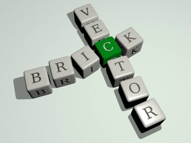 Kare zar harfleri ile tuğla vektör bulmacası, arkaplan ve mimari için 3D illüstrasyon