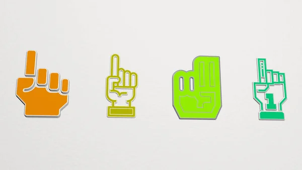 Schaumstoff Hand Icons Set Illustration — Stockfoto