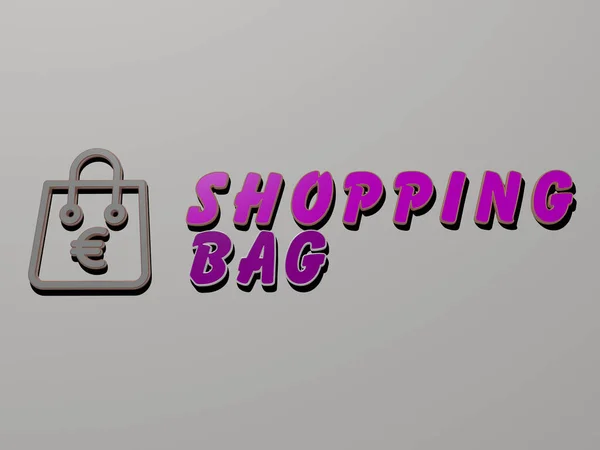 Ikona Shopping Bag Text Zdi Ilustrace Pro Pozadí Podnikání — Stock fotografie