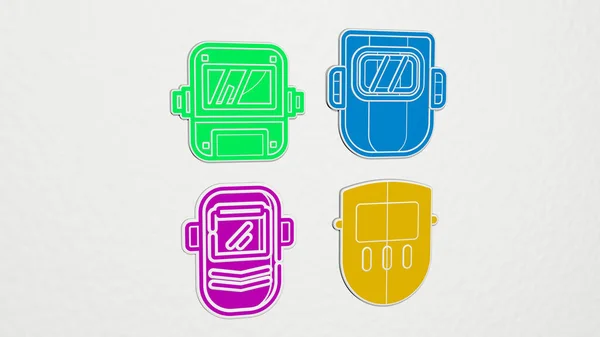 Welding Mask Colorful Set Icons Illustration — Stock Photo, Image