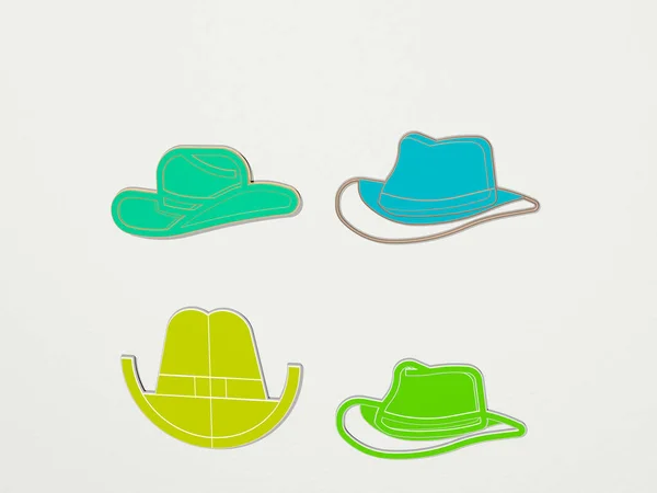 Cowboy Hat Icons Set Illustration — Stockfoto
