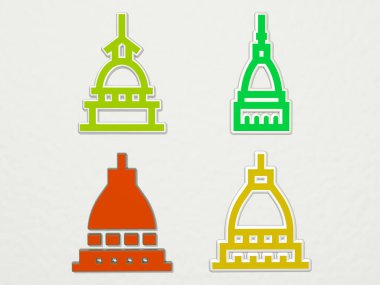 MOLE ANTONELLIANA 4 simge seti, 3 boyutlu illüstrasyon