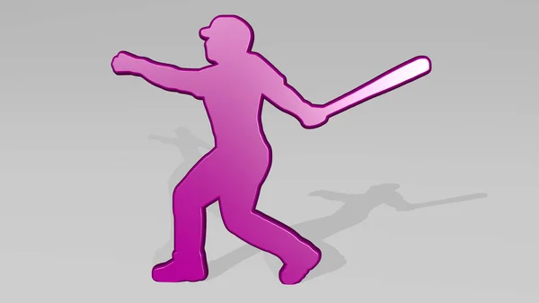 Baseball Player Symbol Wirft Schatten Illustration Für Hintergrund Und Sport — Stockfoto