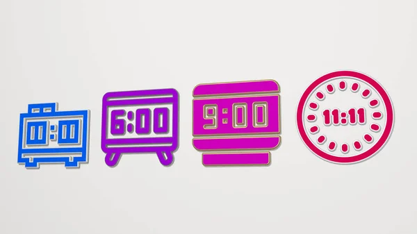 Digitális Clock Ikonok Készlet Illusztráció — Stock Fotó