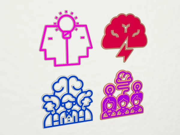 Brainstormen Iconen Set Illustratie Voor Business Concept — Stockfoto
