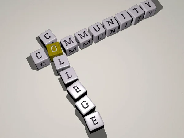 Кроссворд College Comunity Помощью Кубических Букв Dice Трехмерная Иллюстрация Концепции — стоковое фото