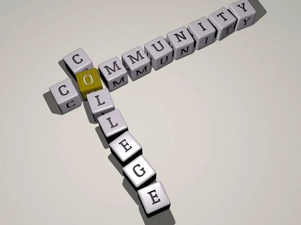 Collège Communautaire Mots Croisés Par Dés Cubes Lettres Illustration Pour — Photo