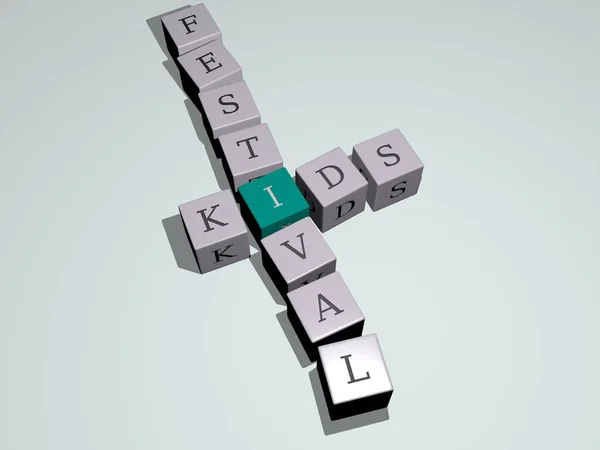 Enfants Festival Mots Croisés Par Dés Cubes Lettres Illustration Pour — Photo
