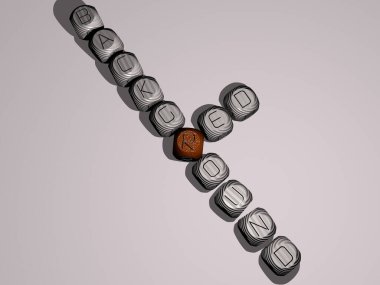 soyut ve beyaz için üç boyutlu resimleme, renkli zar harflerinin kırmızı arkaplan bulmacası