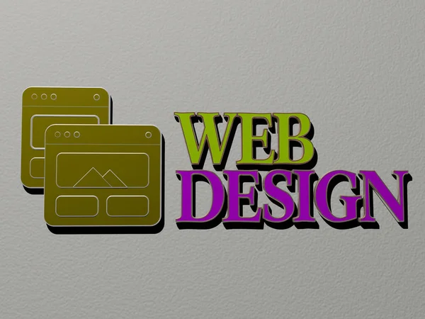 Ilustrace Webové Designové Grafiky Textu Vytvořeného Kovovými Kostičkovými Písmeny Pro — Stock fotografie