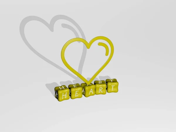 Icono Corazón Texto Cúbico Ilustración Para Fondo Amor — Foto de Stock