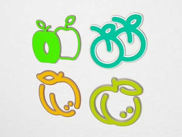 Abrikoos Iconen Set Illustratie Voor Achtergrond Fruit — Stockfoto