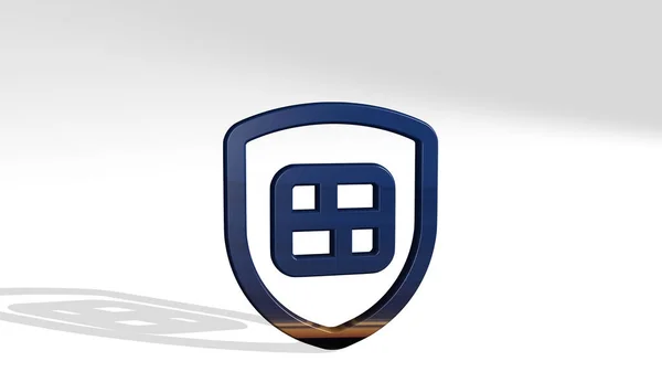 Shield Wall Ikona Stojąca Podłodze Ilustracja Projektowania Logo — Zdjęcie stockowe