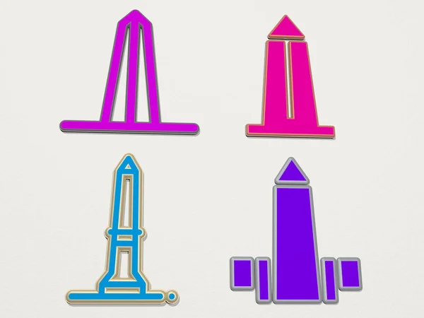 Washington Monument Ikoner Set Illustration — Stockfoto
