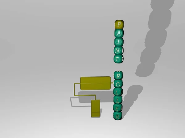 Verf Roller Tekst Naast Het Icoon Illustratie Voor Achtergrond Abstract — Stockfoto