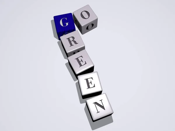 用三次骰子字母表示绿色填字游戏 用3D插图表示背景和美丽 — 图库照片