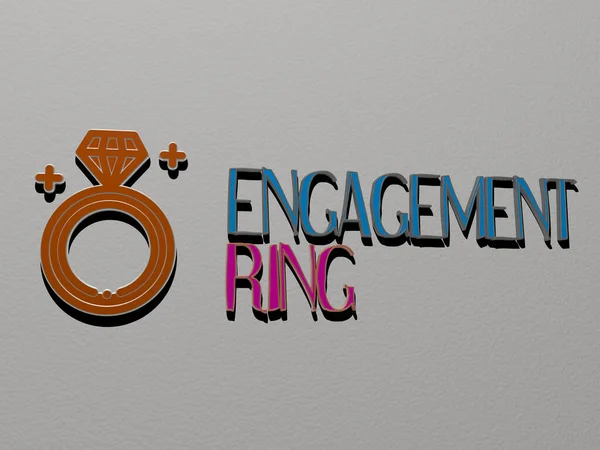 Ilustração Gráficos Engagement Ring Texto Feito Por Cartas Dados Metálicos — Fotografia de Stock