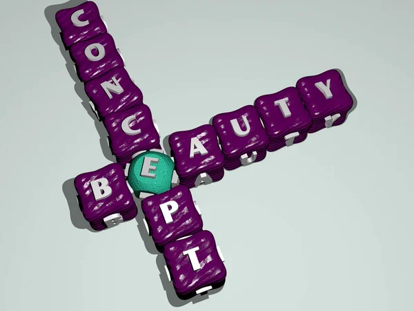 Beauty Concept Kreuzworträtsel Aus Bunten Kubischen Buchstaben Illustration Für Schön — Stockfoto