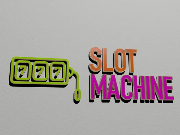 Illustration Slot Machine Graphics Text Made Metallic Dice Letters Related — Stock Photo, Image