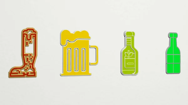 Набор Иконок Пива Иллюстрация Алкоголя Фона — стоковое фото