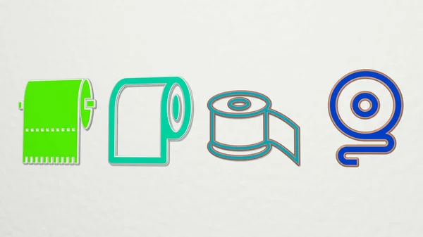 Toilet Paper Conjunto Ícones Ilustração — Fotografia de Stock